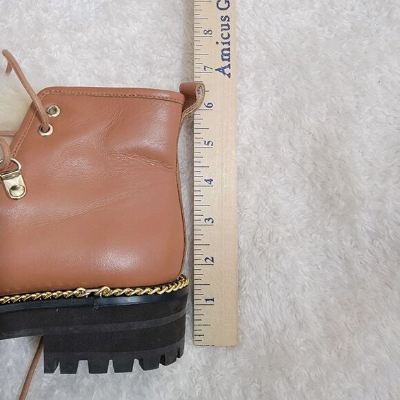 Cecelia New York Trekker Boot with Genuine Shearling Trim Sz 7 EUC Combat Chunky - Picture 14 of 14